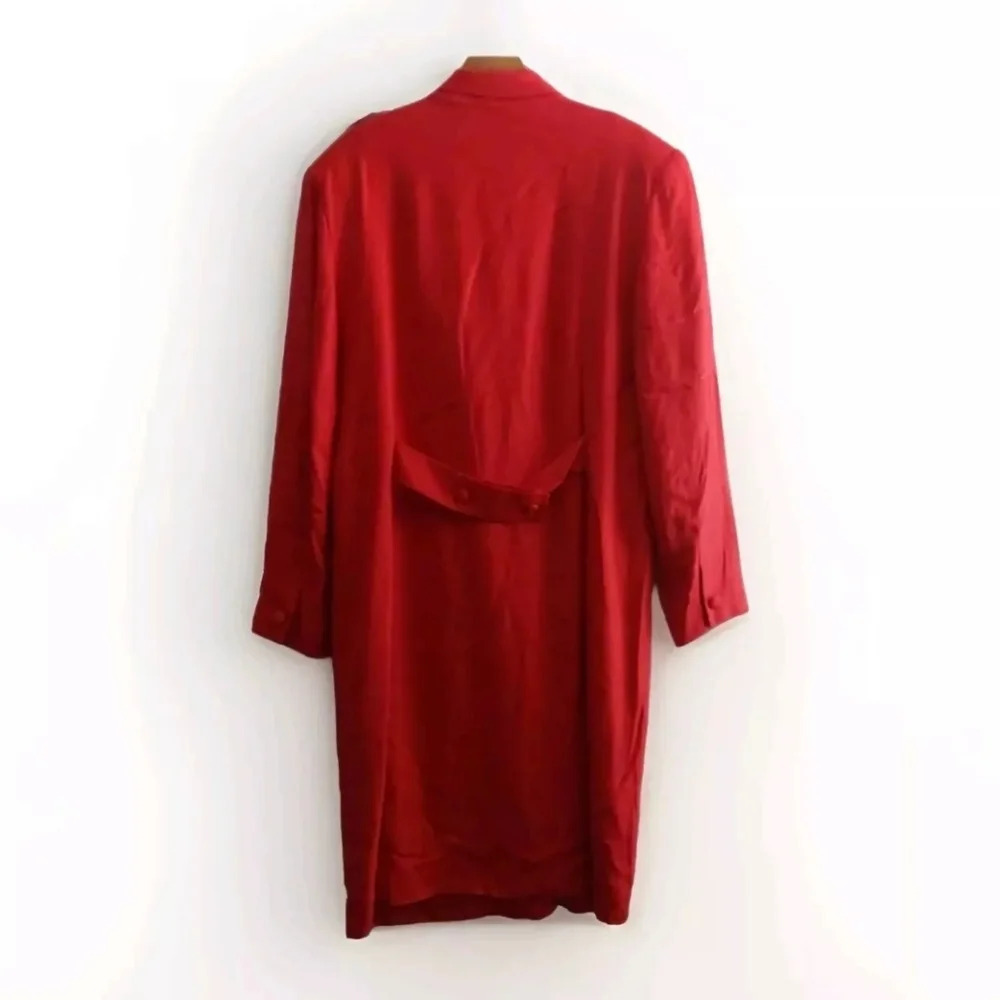 Talbots Red Trench Coat Blazer Style Jacket double breasted Classic Elegant 14 - Picture 4 of 8